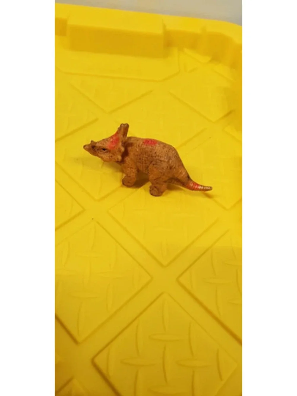 Vintage Plastic Triceratops Dinosaur Toy Figure Brown Mini Figurine